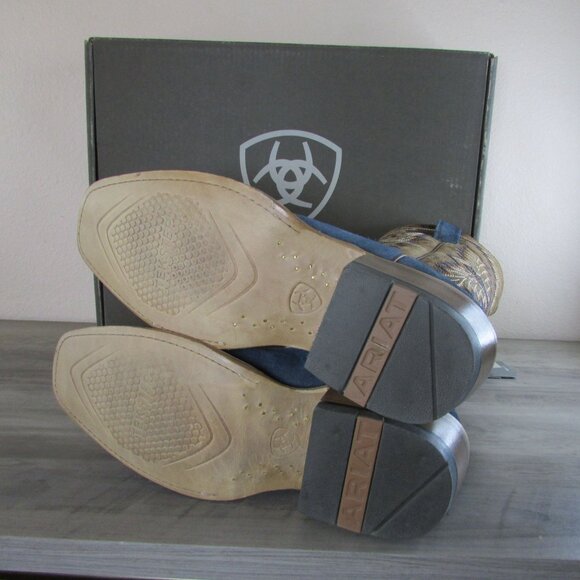 Ariat Men's Futurity Showman 13" Western Boots Navy Roughout/Bite the Dust Brown - Picture 4 of 4